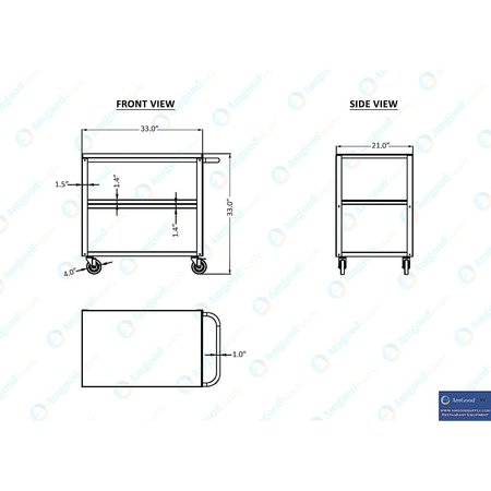 Amgood Stainless Steel Utility Cart, 3 Shelves AMG-CART-1524-KD-418